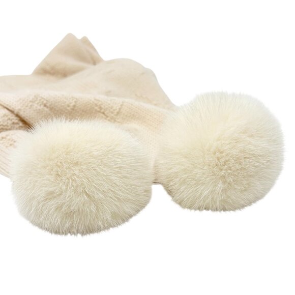 LOUIS VUITTON Vintage Monogram Escharpe Fur Scarf Shawl Cream Cashmere [106438] - Picture 7 of 12